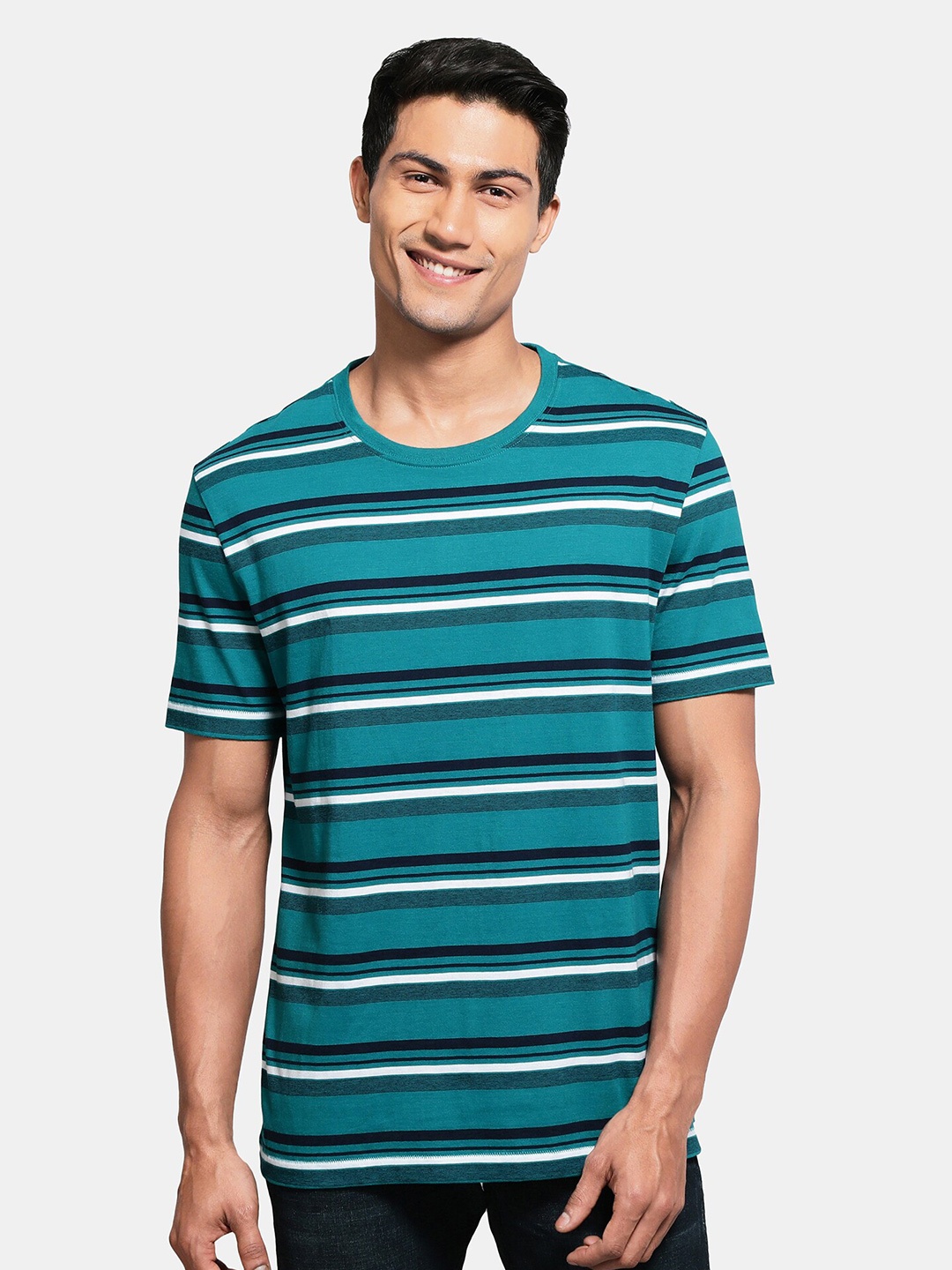 

Jockey Round Neck Striped T-shirt, Teal