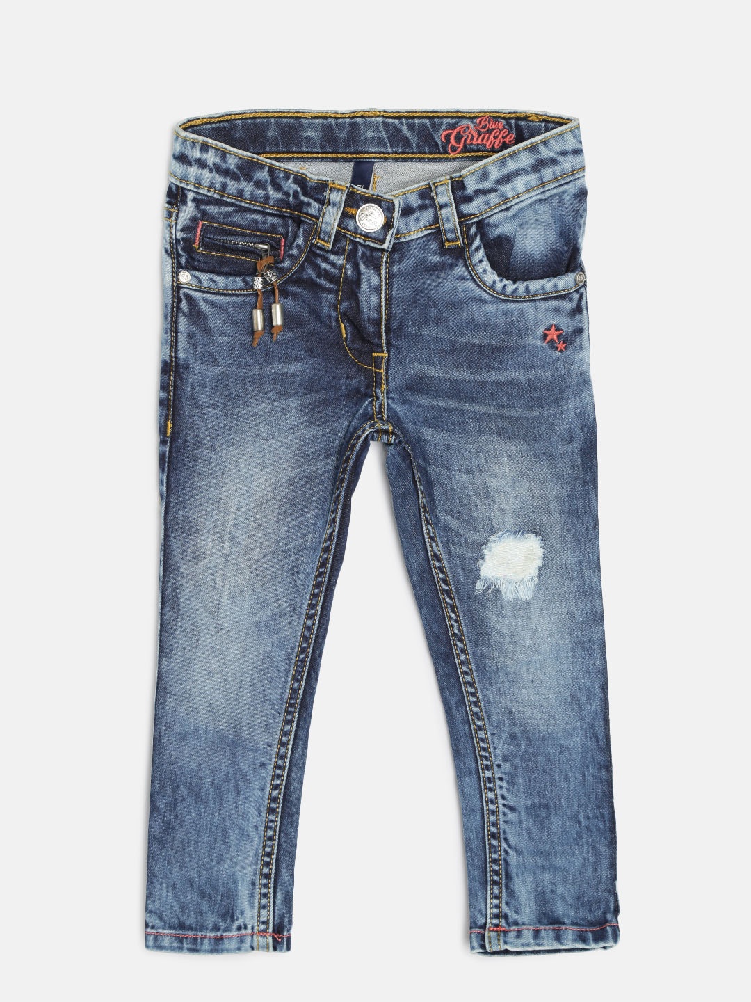 

Blue Giraffe Girls Blue Mildly Distressed Stretchable Jeans