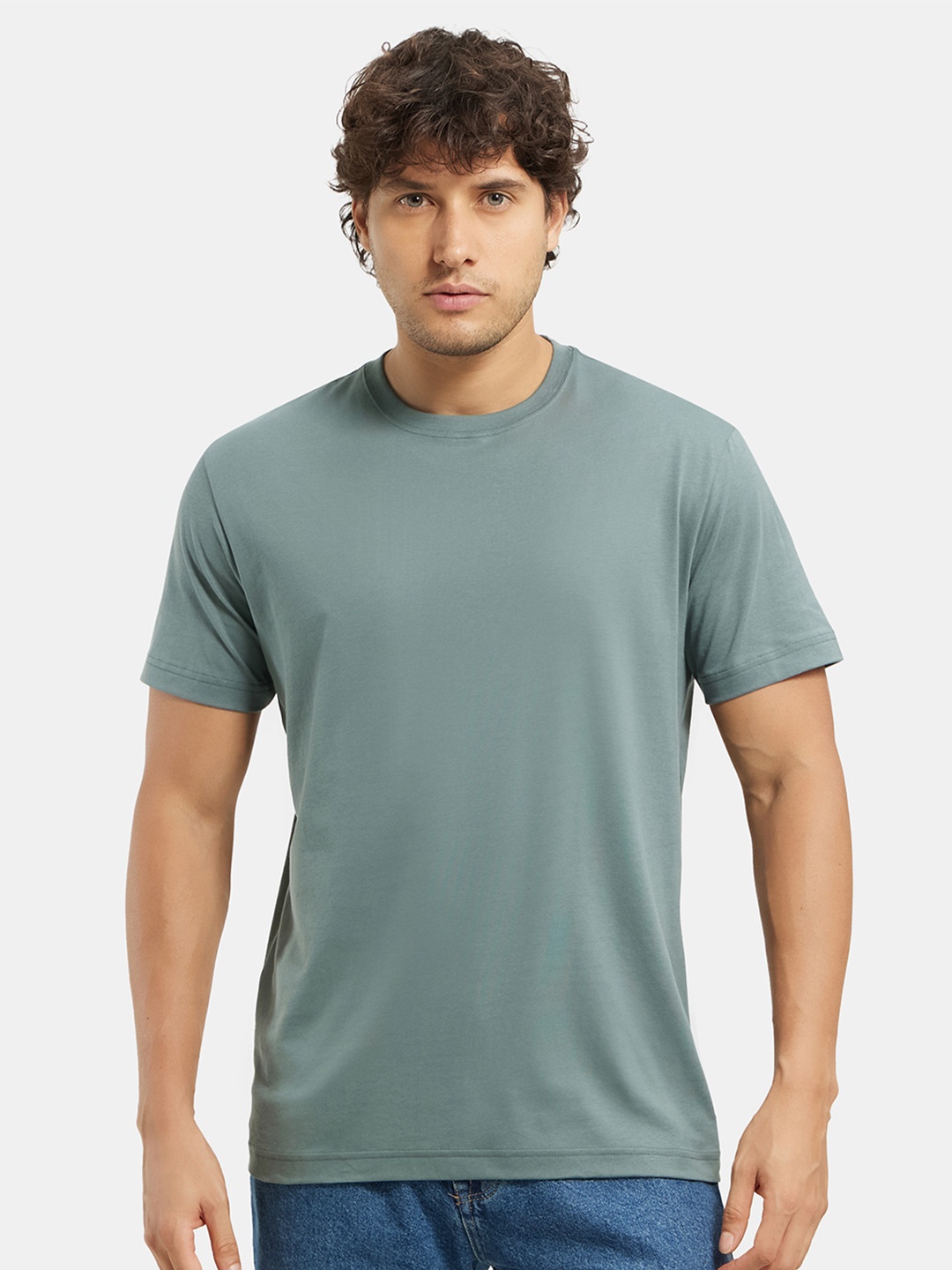 

Jockey Combed Cotton Rich Round Neck Half Sleeve Tshirt-2714, Grey