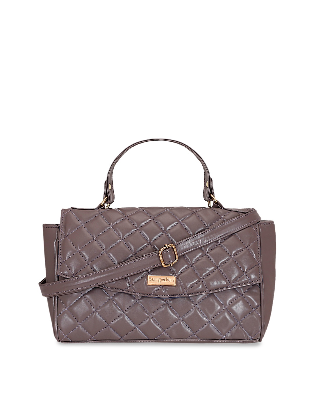

Berrypeckers Textured Quilted Structured Satchel, Brown