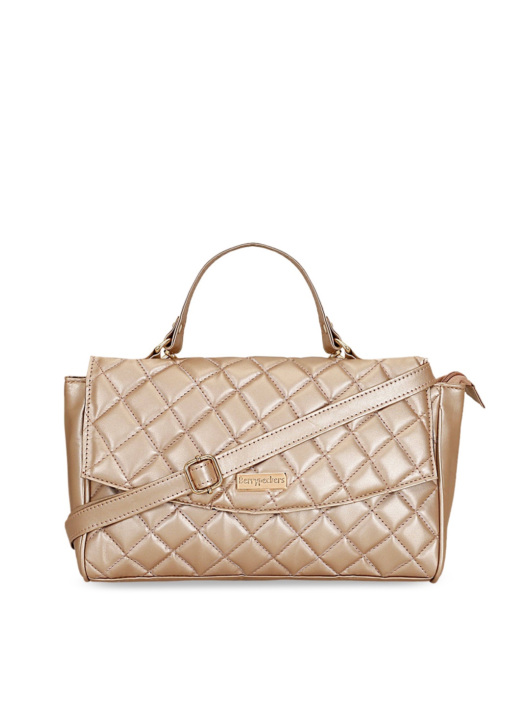 

Berrypeckers Textured Quilted Structured Satchel, Rose gold