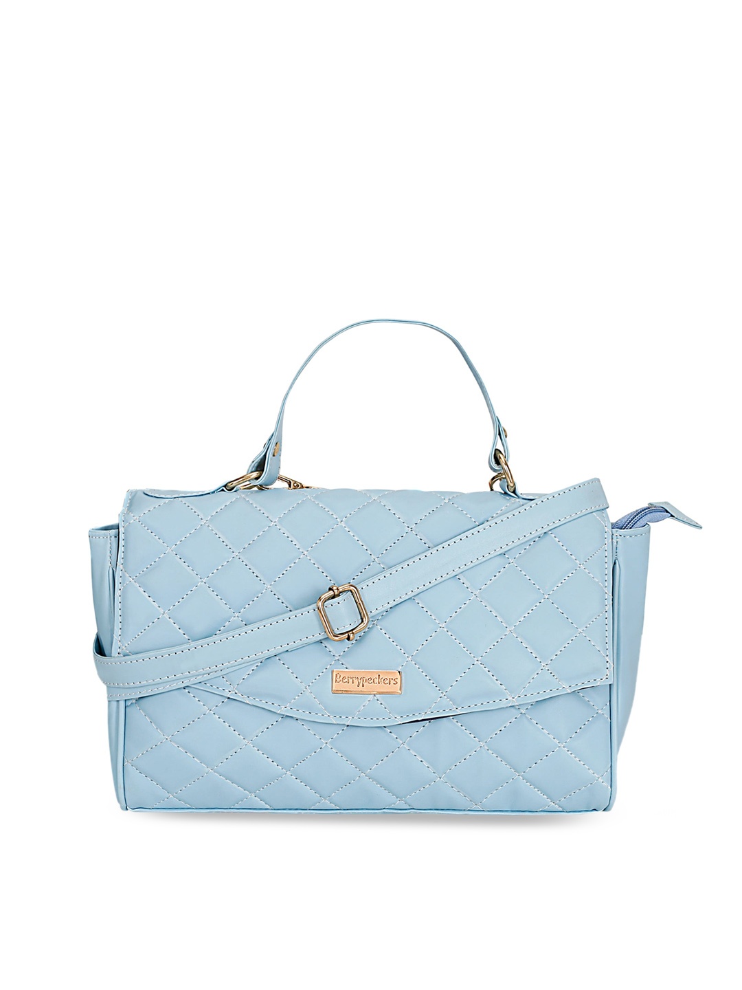 

Berrypeckers Textured Structured Satchel With Quilted, Blue