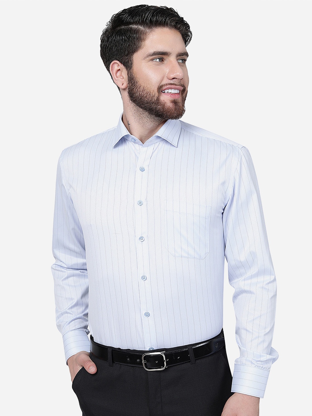 

Greenfibre Striped Slim Fit Formal Shirt, Blue