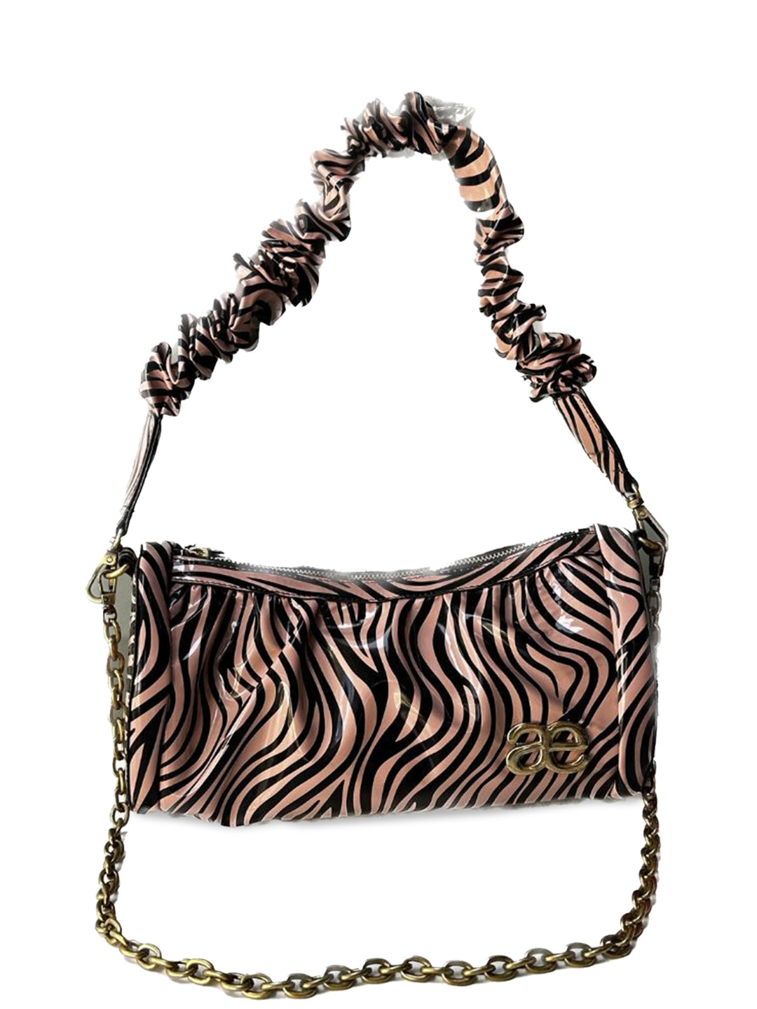 

Aegte Animal Printed Structured Shoulder Bag, Black