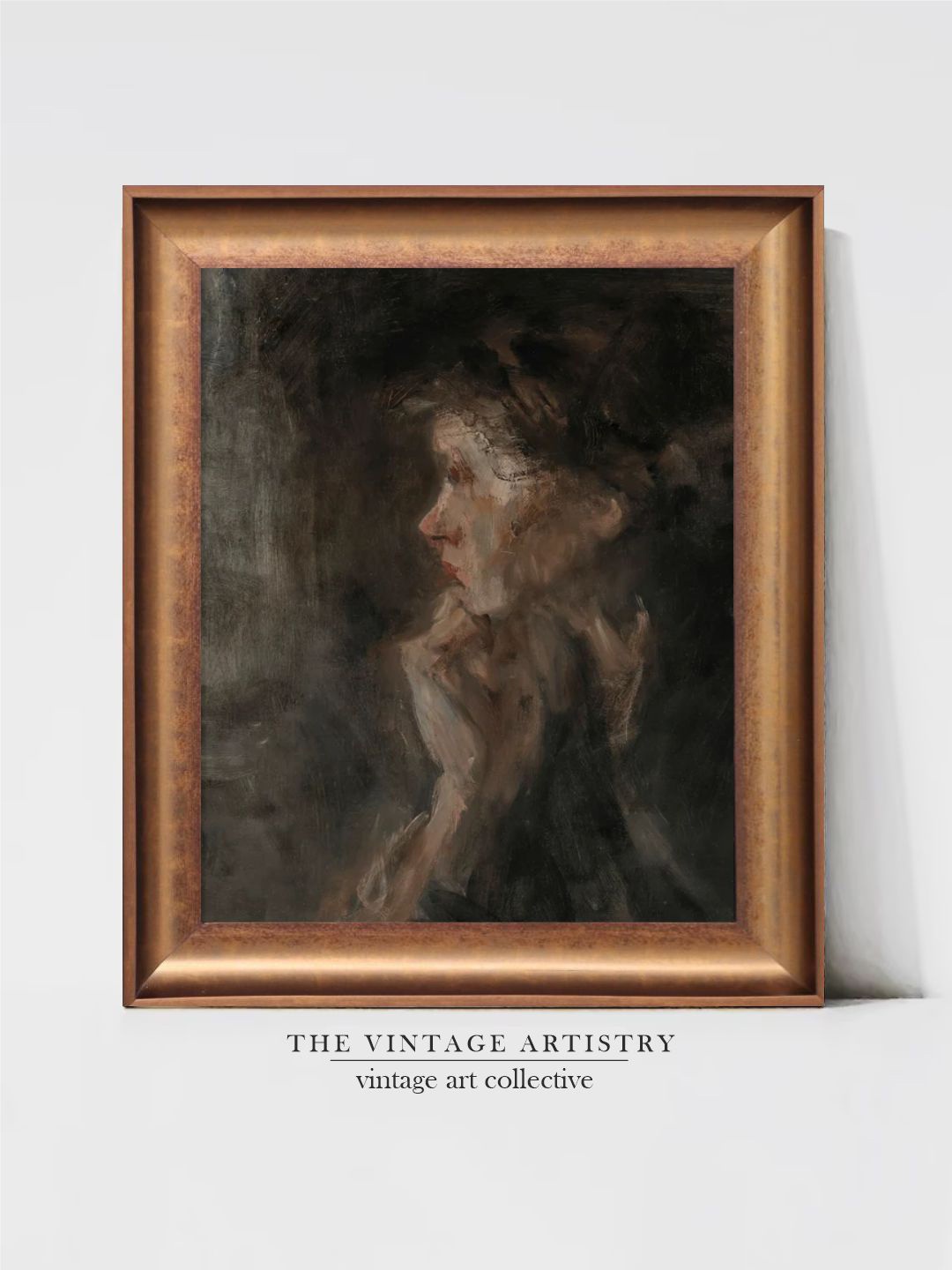 

THE VINTAGE ARTISTRY Black & Brown Moody Side Printed Framed Wall Art