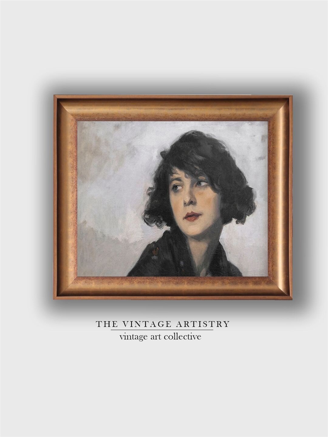 

THE VINTAGE ARTISTRY Brown & White Vintage Woman Portrait Printed Framed Wall Art