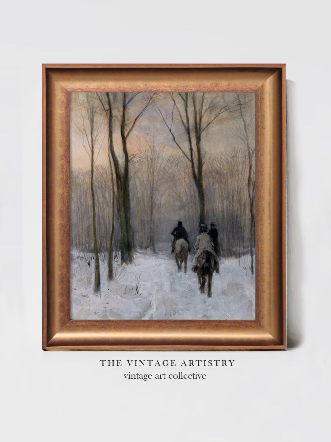 

THE VINTAGE ARTISTRY Black & Brown Vintage European Winter Printed Framed Wall Painting