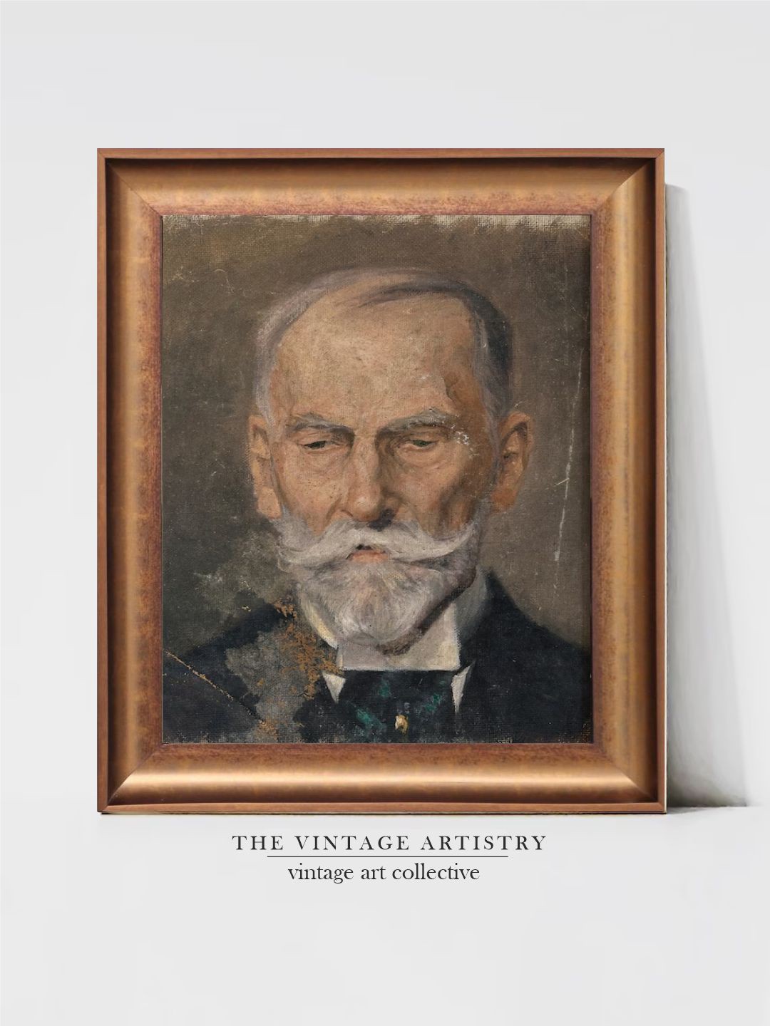 

THE VINTAGE ARTISTRY Brown & Black Rustic Vintage Portrait Oil Wall Painting