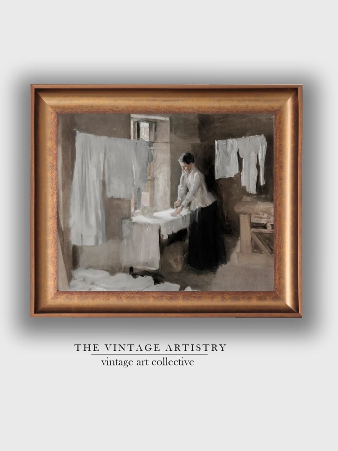 

THE VINTAGE ARTISTRY Brown & White Laundry Room Painting Frame
