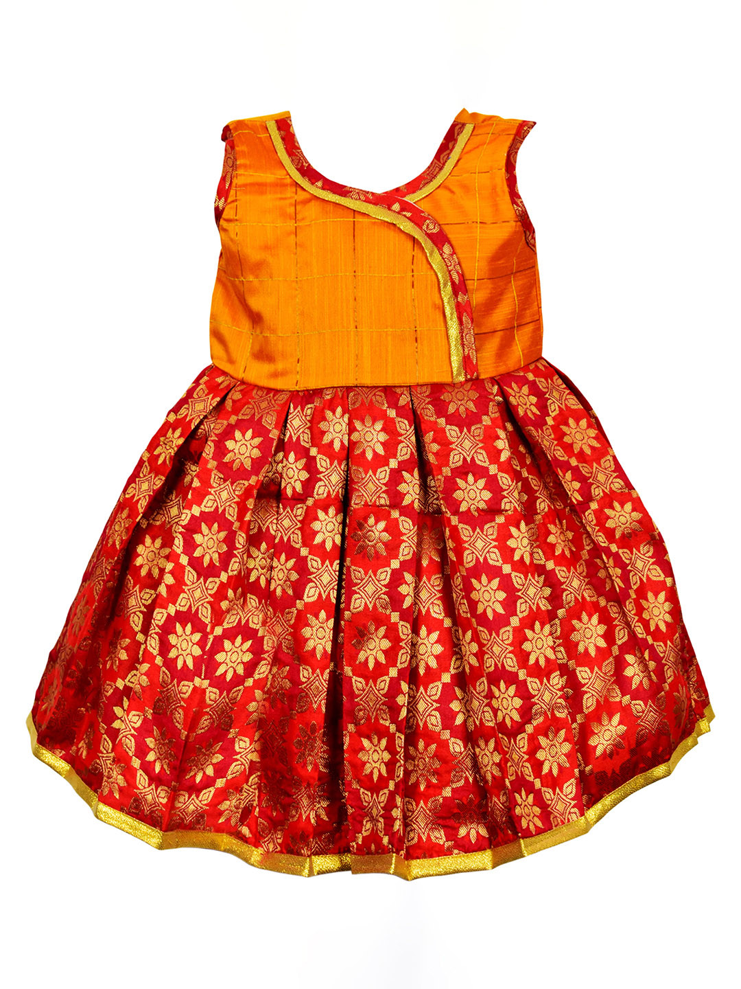 

AMIRTHA FASHION Girls Print Fit & Flare Ethnic Dress, Gold