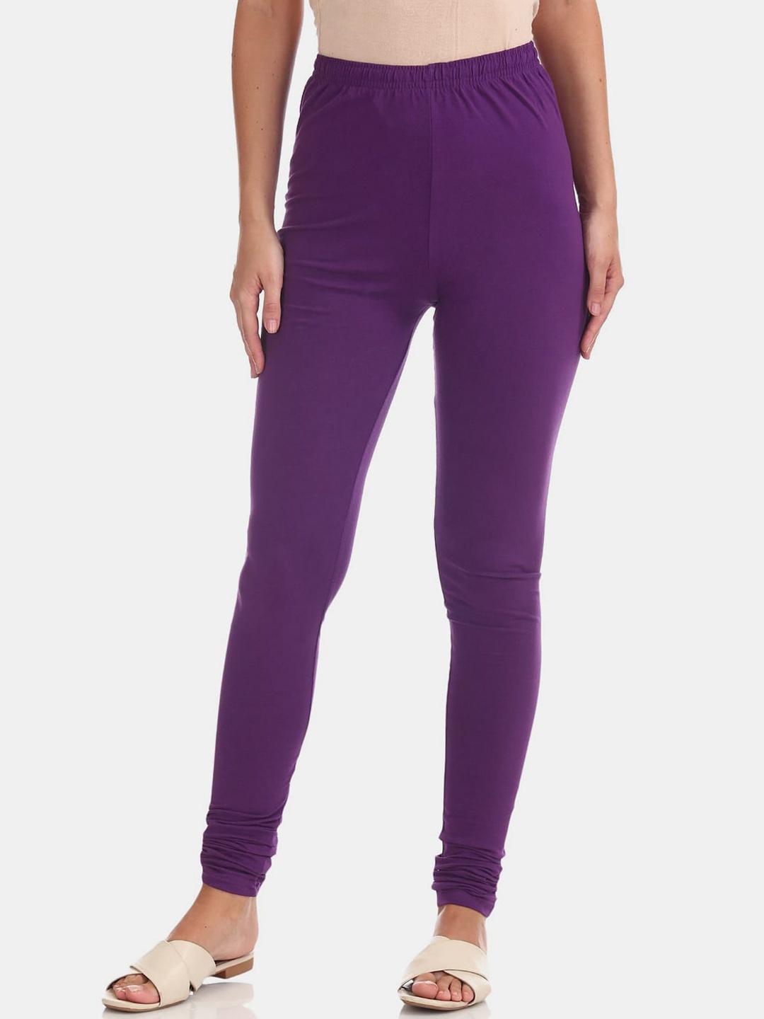 

V-Mart Women Churidar Length Cotton Leggings, Purple