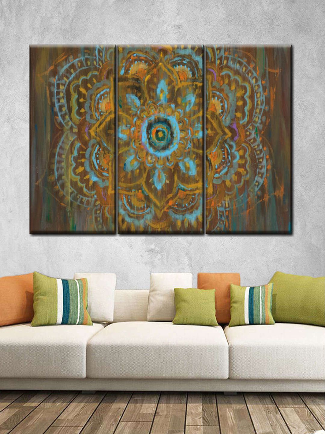 

POSTERS AND TRUSS 3-Pcs Brown Bombay Bohemian Painting Canvas Wall Art