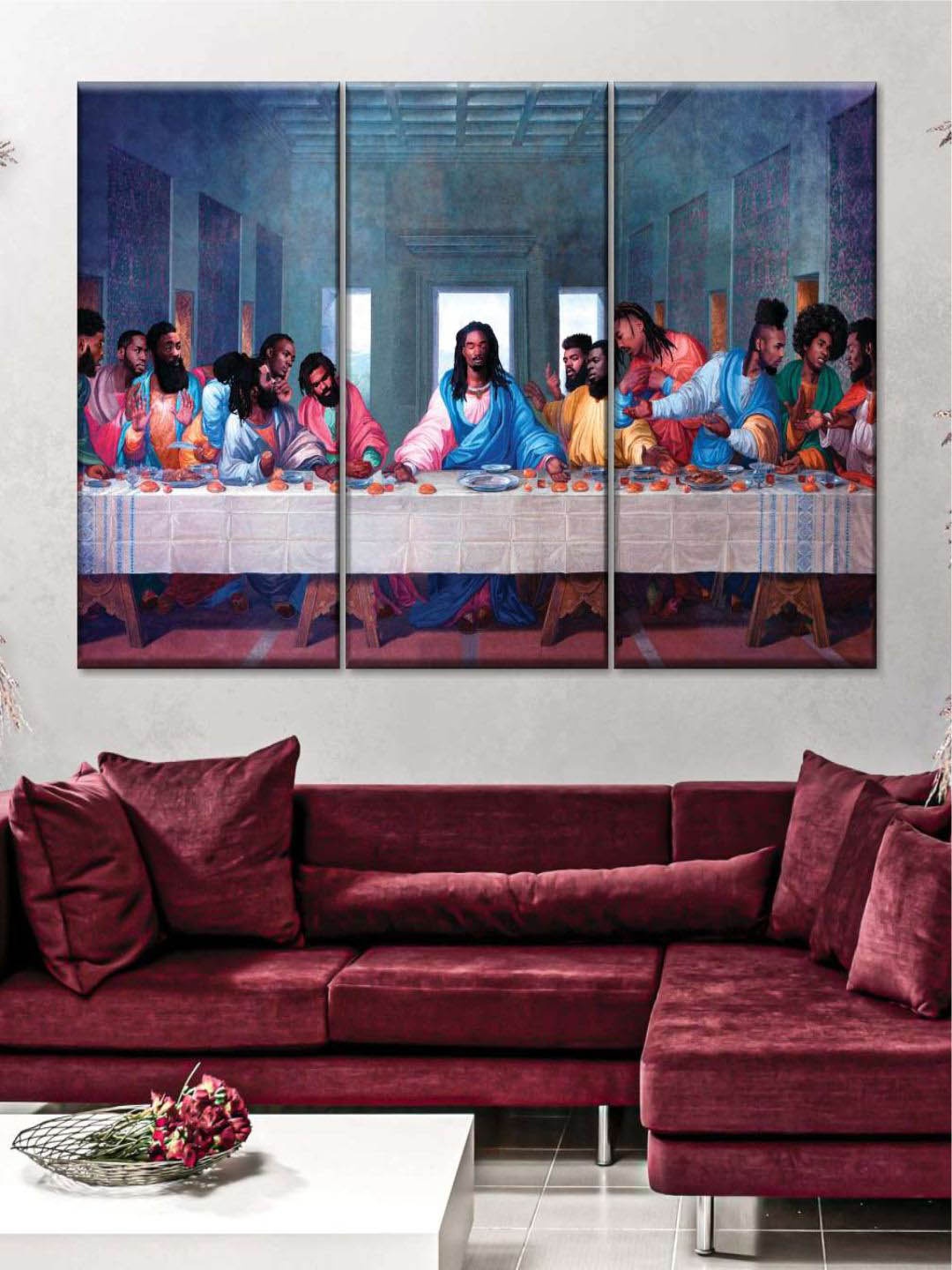 

POSTERS AND TRUSS 3-PC Blue Last Supper Wall Art