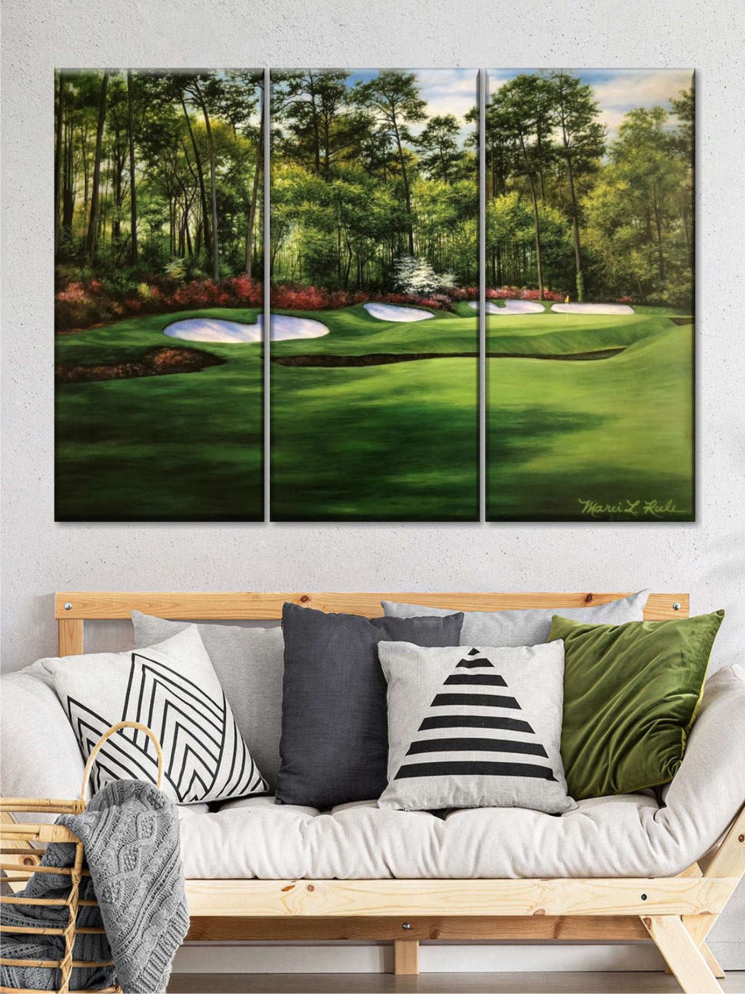 

POSTERS AND TRUSS 3 Pcs Green & Black Augusta National 13th Hole Printed Framed Wall Art