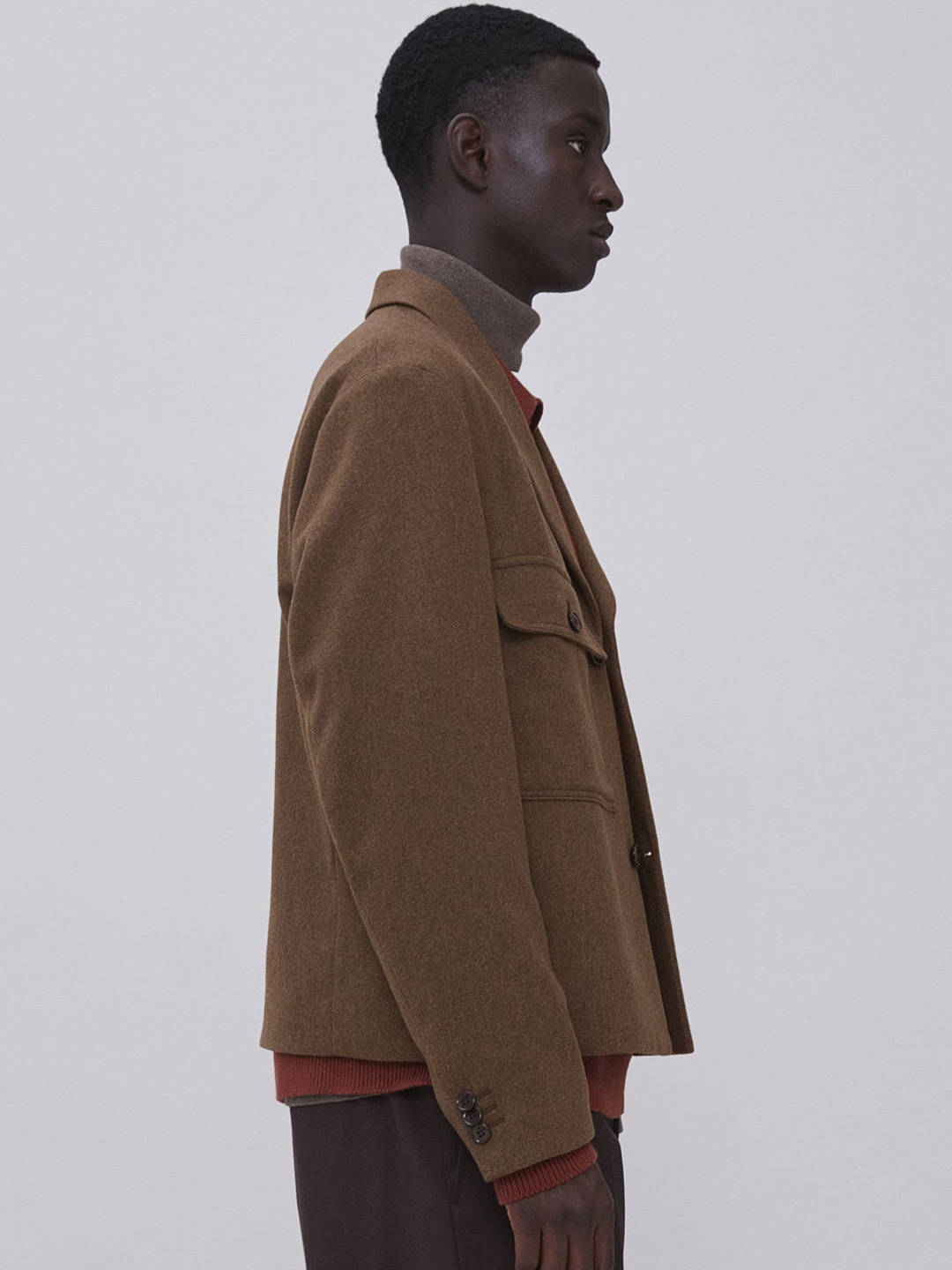 

H&M Regular Fit Felted Jacket, Brown