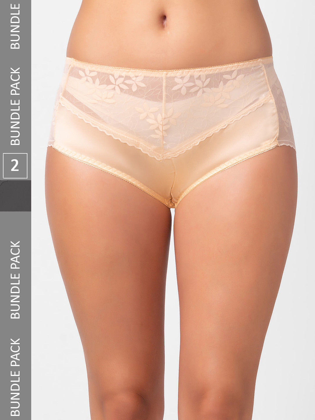 

NOIRA Women Pack Of 2 Assorted Mid Rise Laced Hipster Briefs