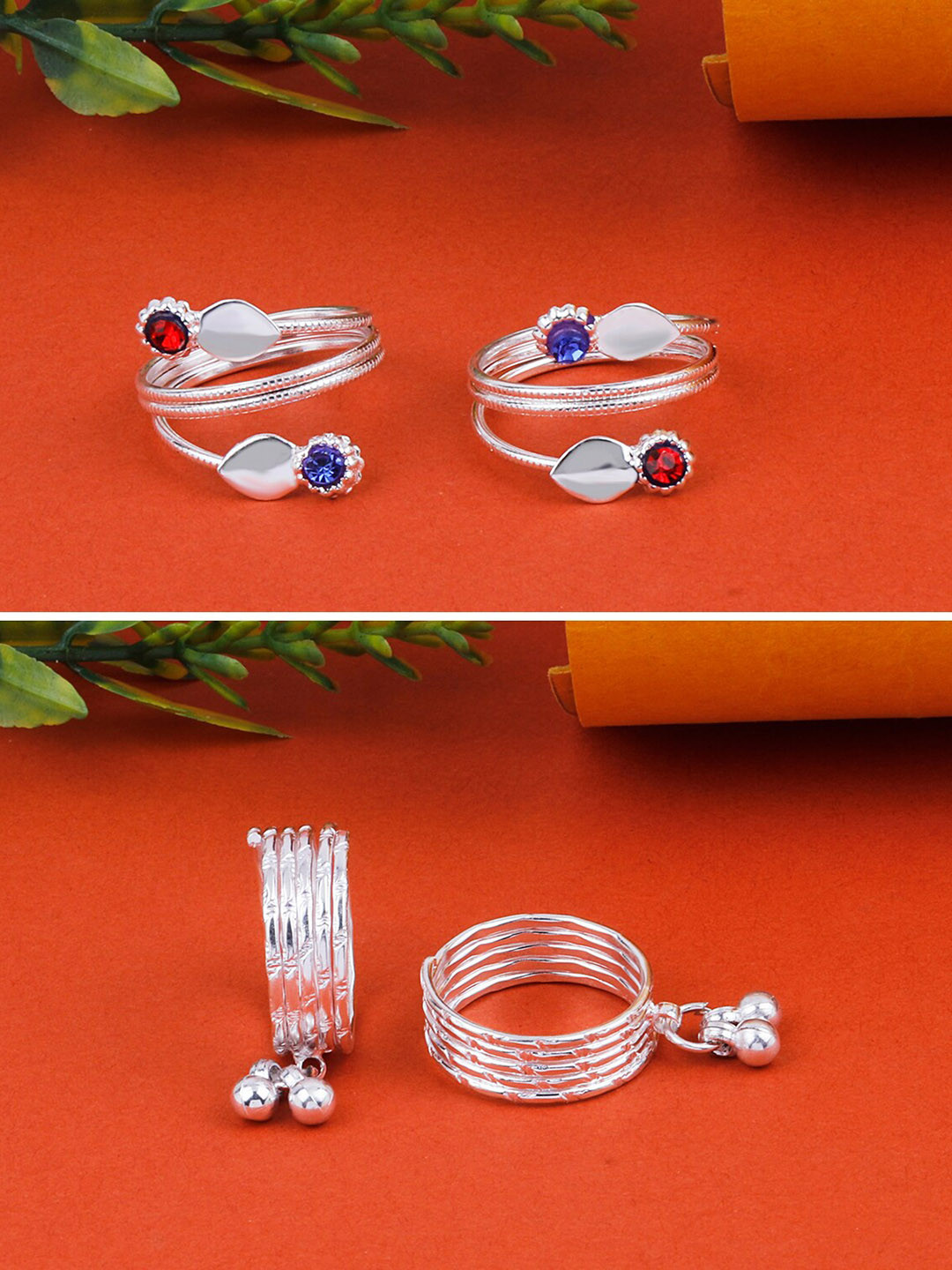 

Silver Shine Set Of 2 Silver-Plated Adjustable Toe Rings