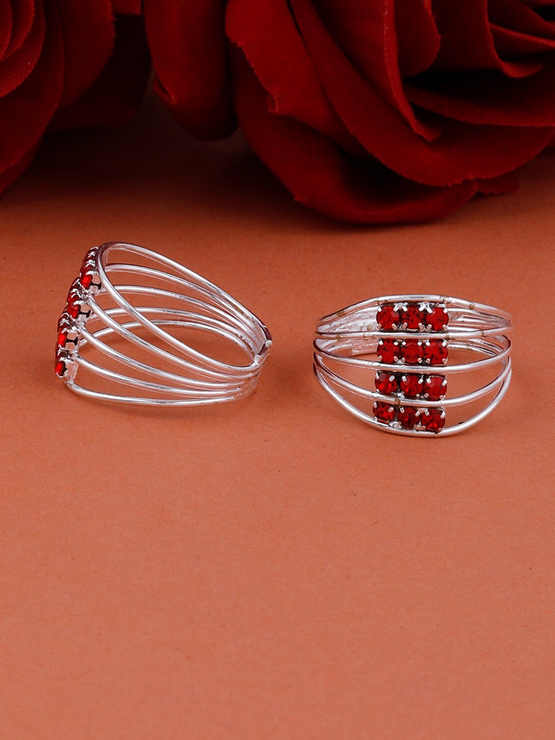 

Silver Shine Set Of 2 Silver-Plated Adjustable Toe Ring