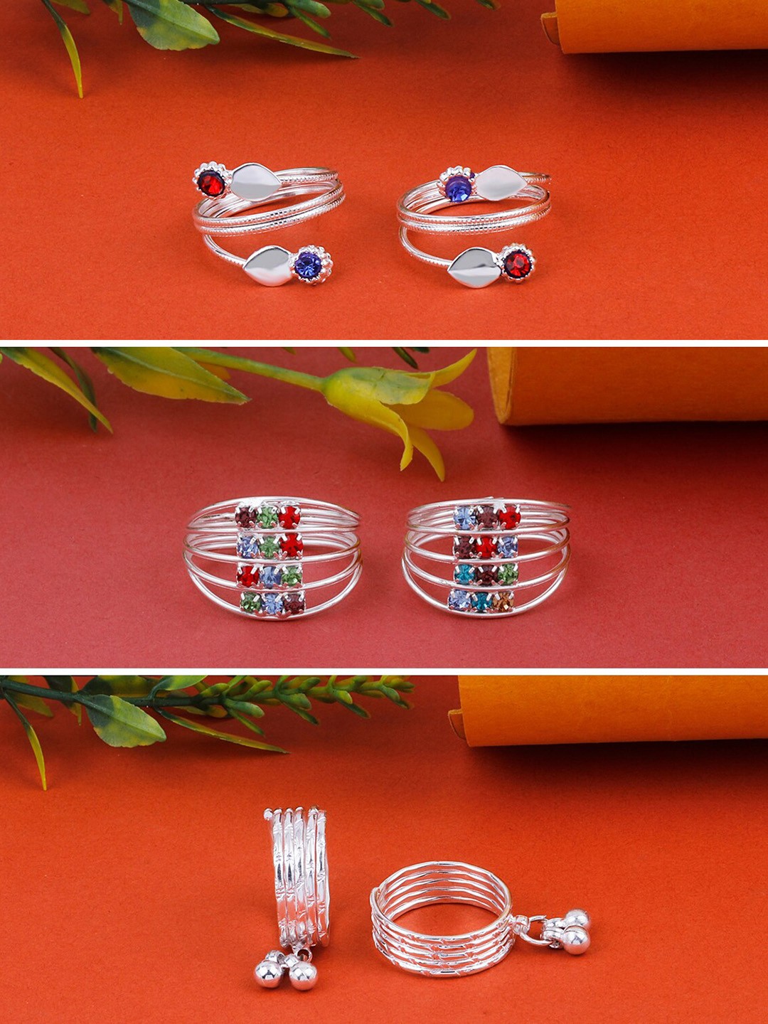 

Silver Shine Set Of 3 Silver-Plated Toe Rings