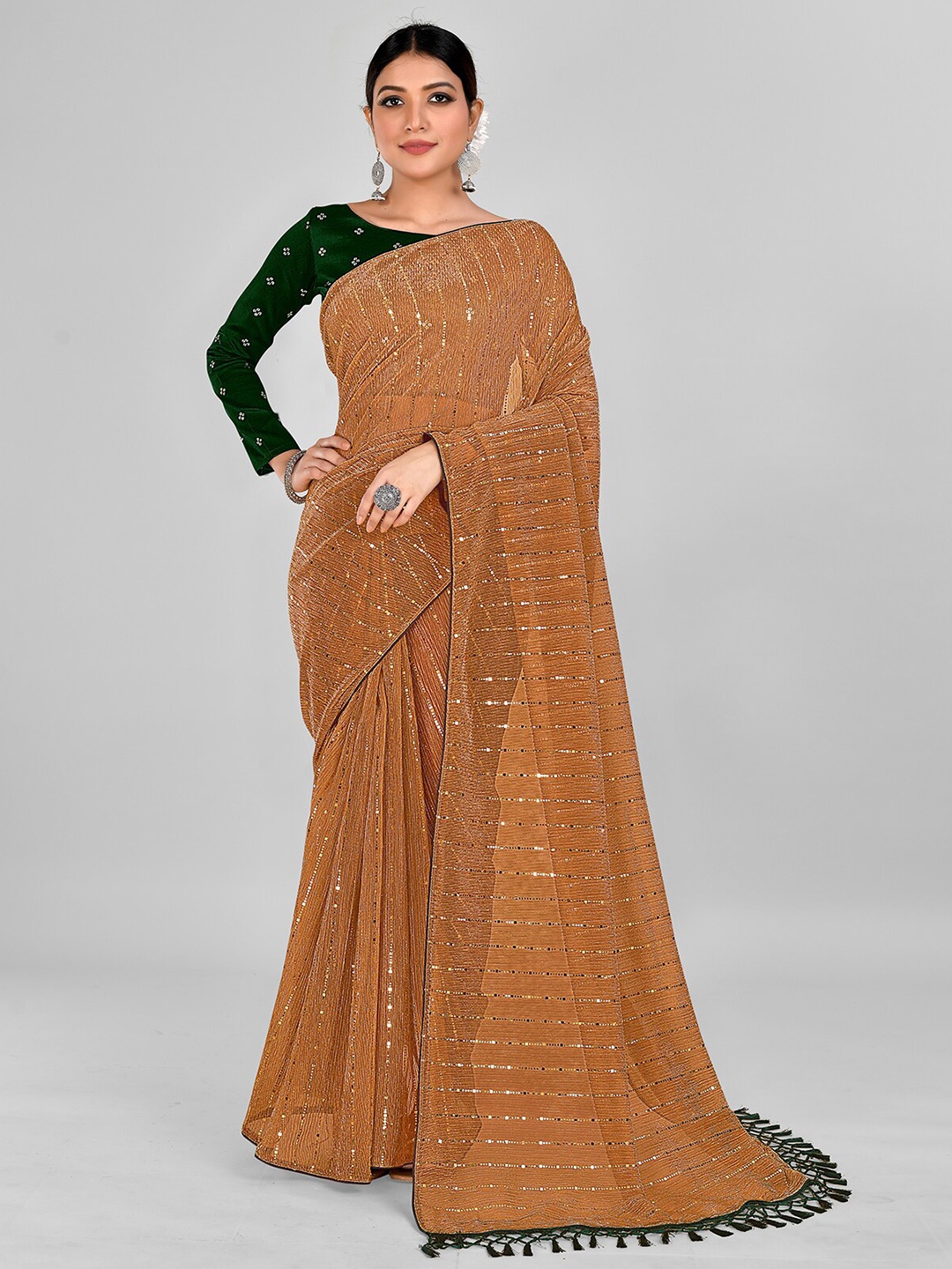 

Granthva Fab Embellished Sequinned Art Silk Saree, Yellow