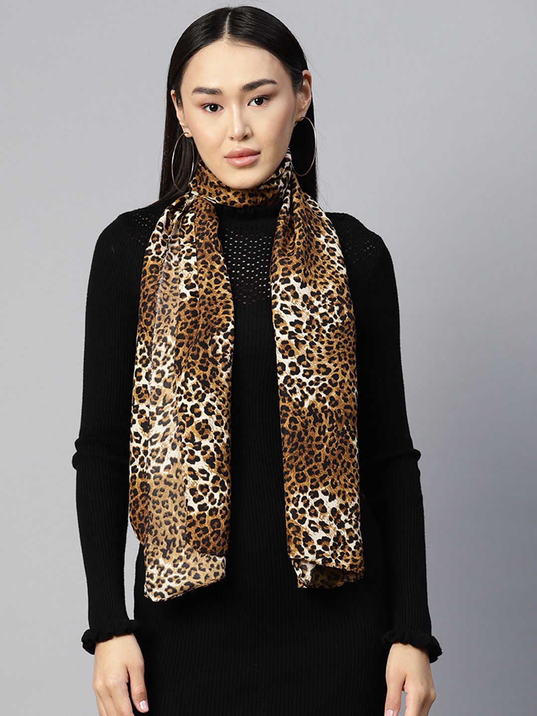 

WEAVERS VILLA Animal Skin Printed Cotton Scarf, Brown