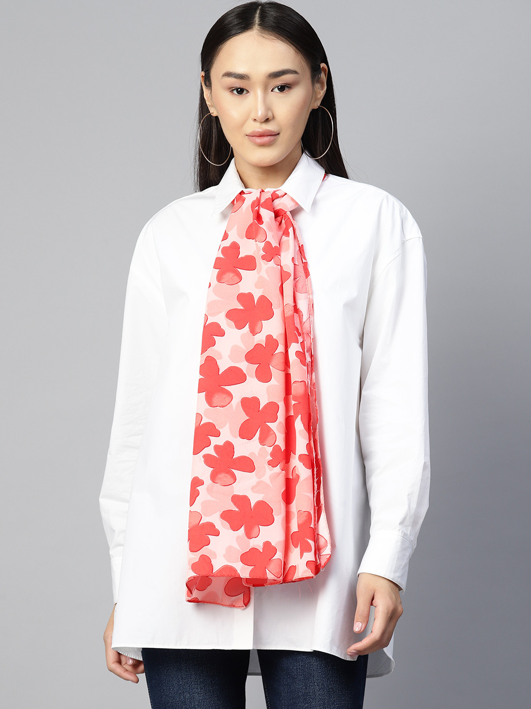 

WEAVERS VILLA Floral Printed Cotton Scarf, Pink