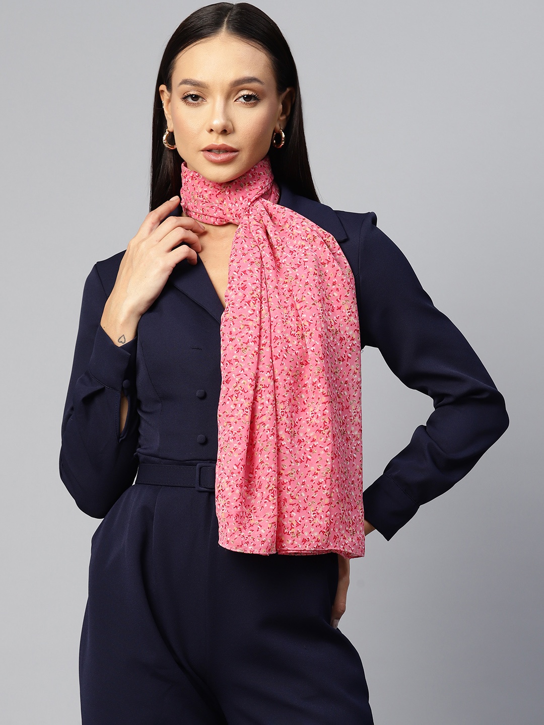 

WEAVERS VILLA Floral Printed Cotton Scarf, Pink