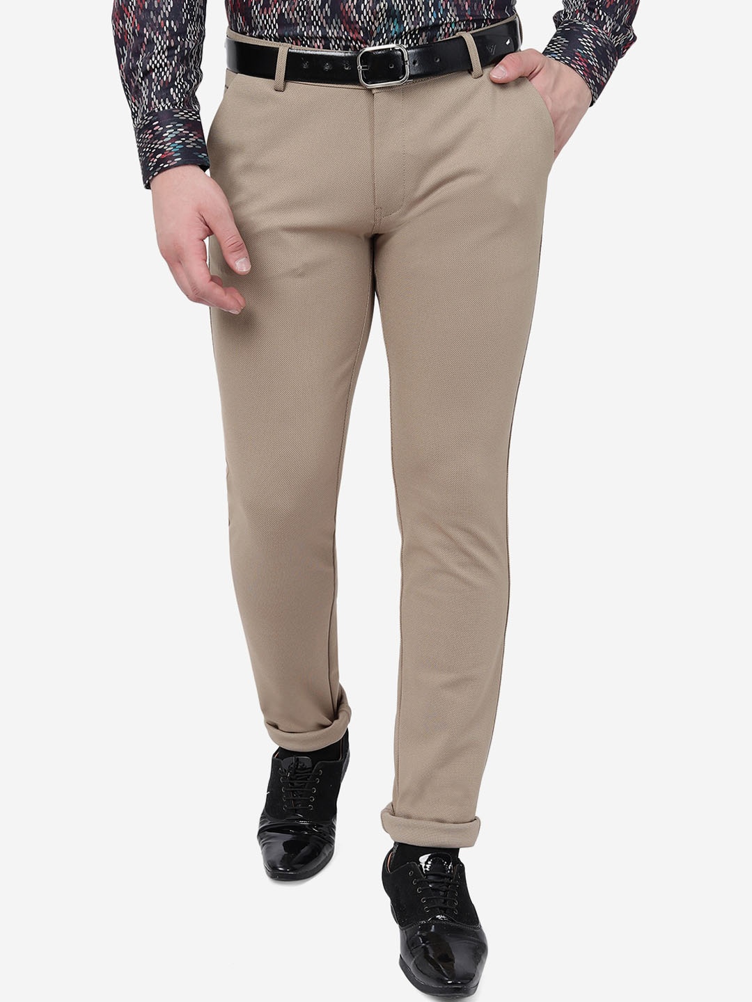 

JB STUDIO Men Slim Fit MId-Rise Cotton Chinos, Khaki