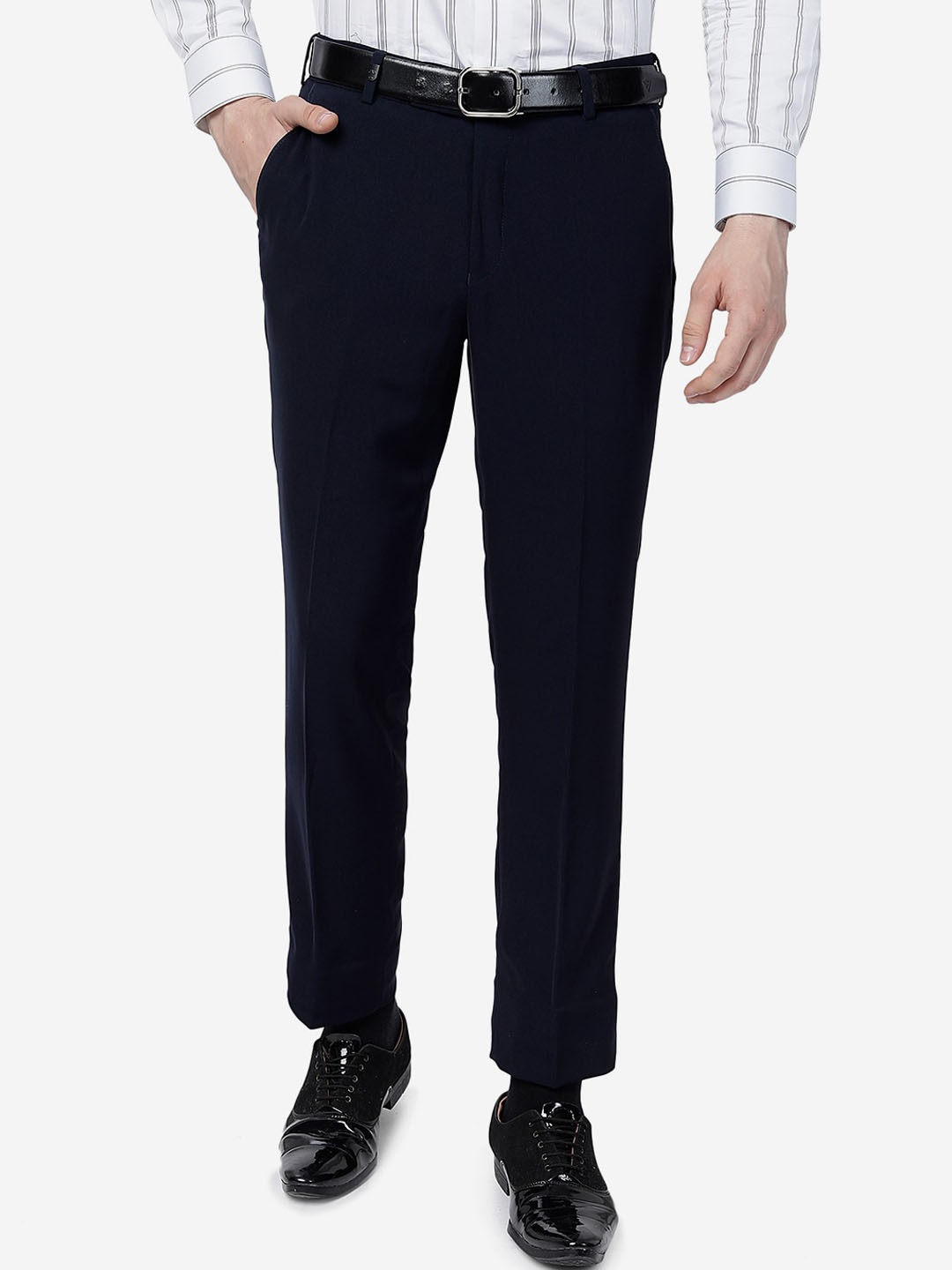 

JB STUDIO Men Slim Fit Formal Trousers, Blue