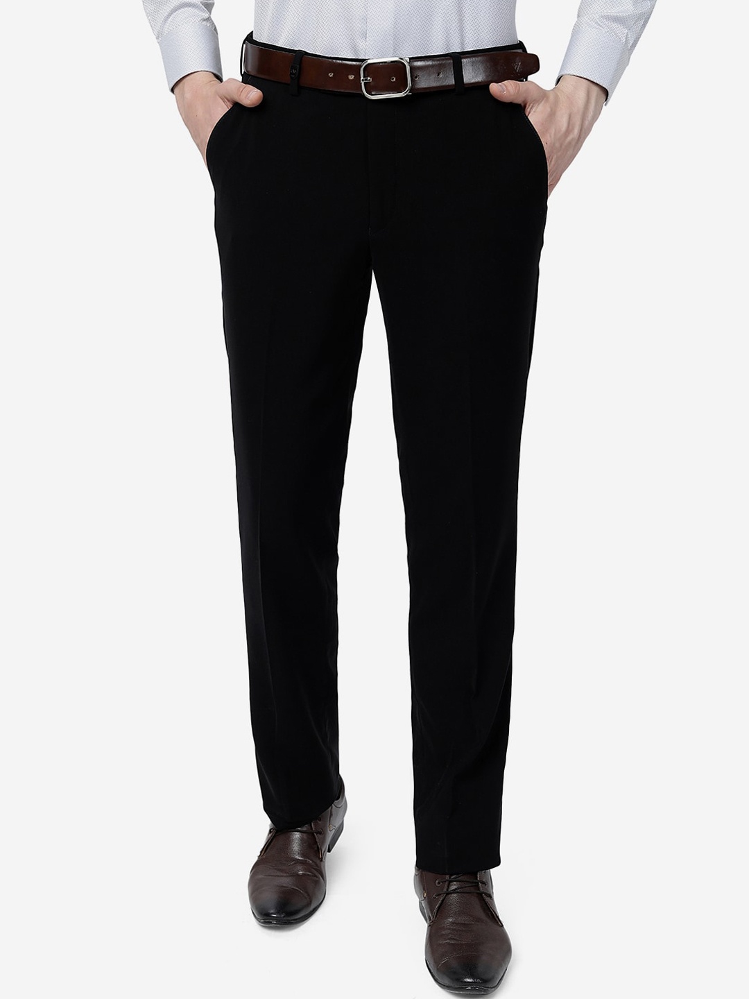 

JB STUDIO Men Slim Fit Formal Trousers, Black