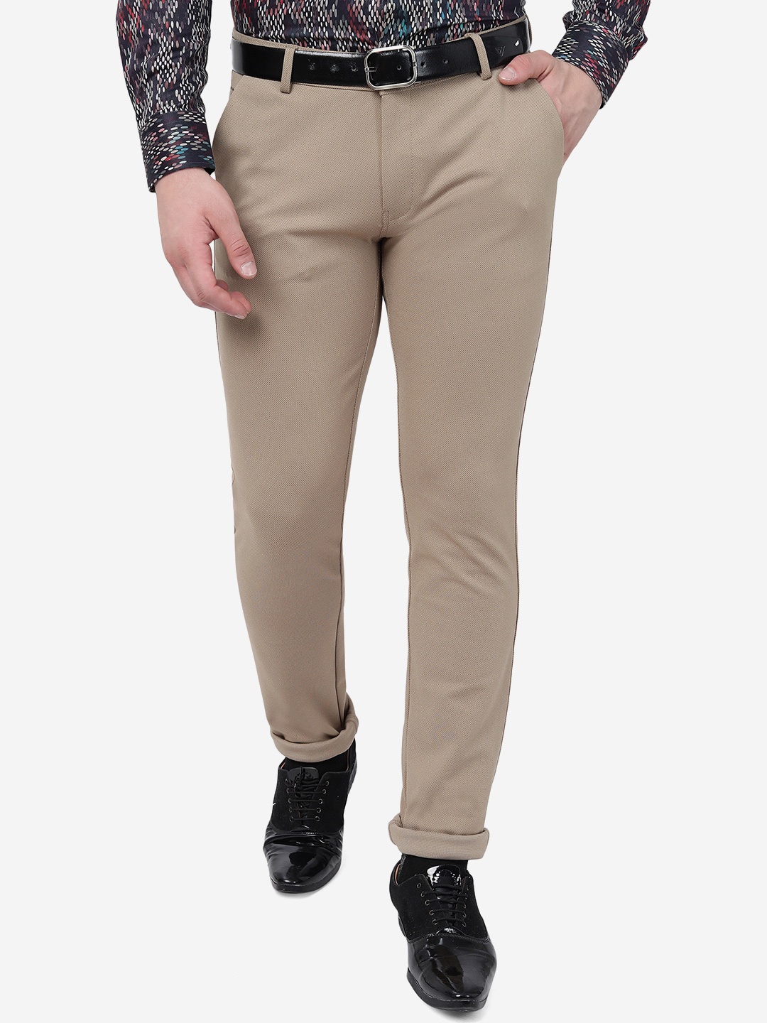 

JB STUDIO Men Slim Fit Mid-Rise Cotton Chinos, Khaki