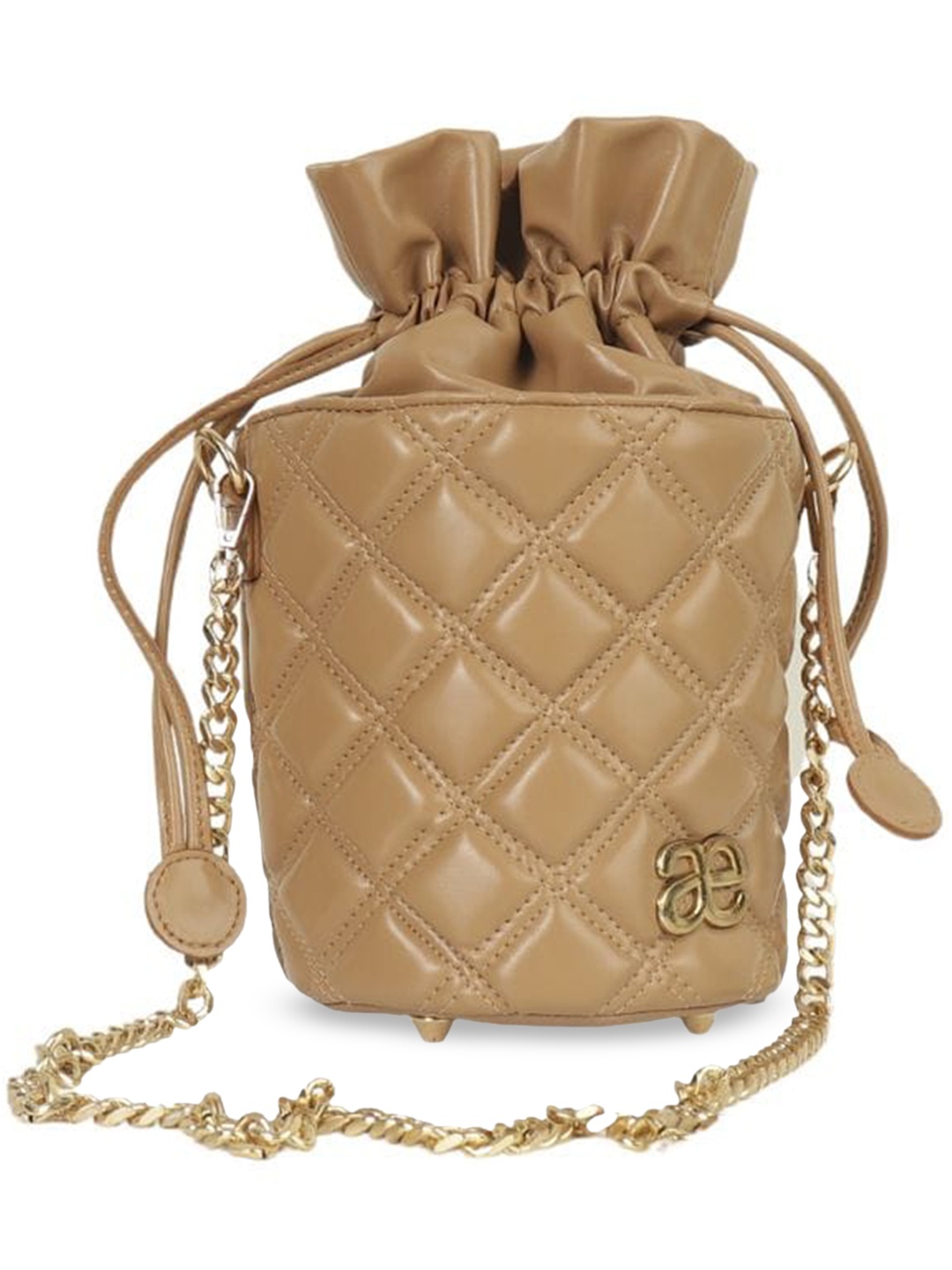 

Aegte Quilted Drawstring Potli Bag, Brown