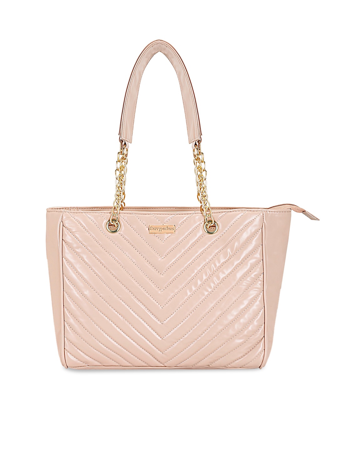 

Berrypeckers Textured Structured Shoulder Bag With Quilted, Nude