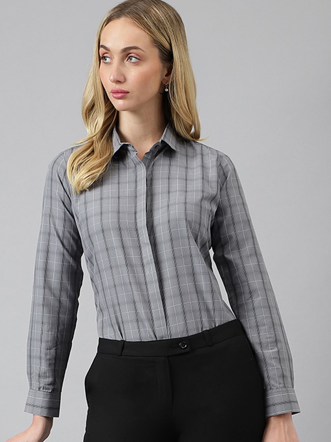 

English Navy Checked Formal Shirt, Grey