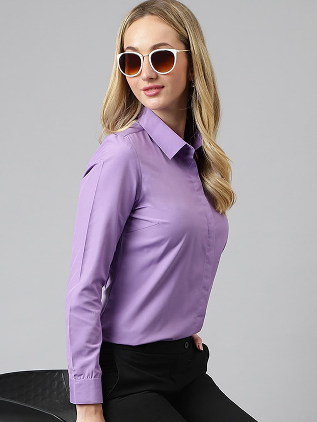 

English Navy Spread Collar Formal Shirt, Purple