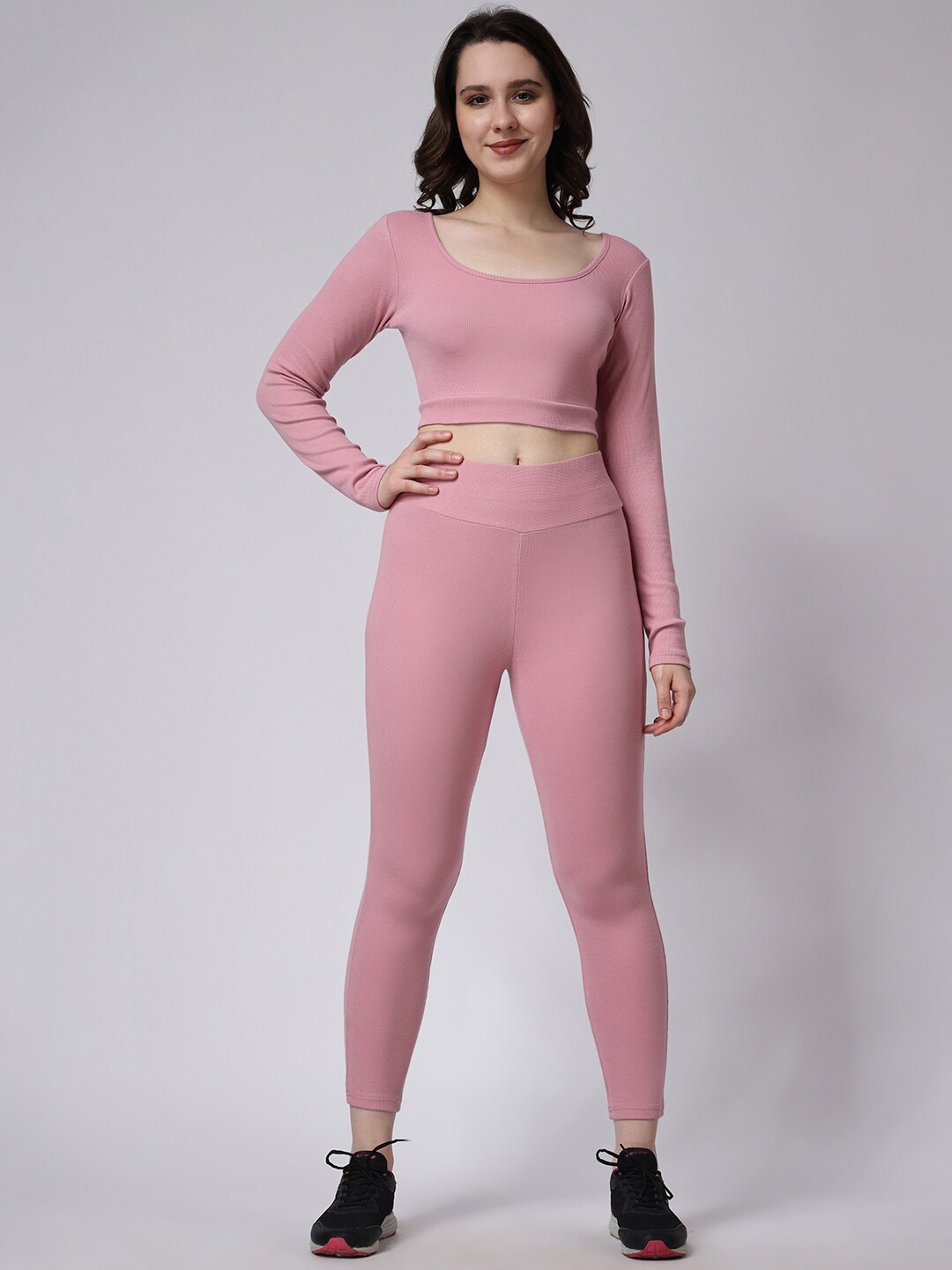 

The Label Bar Women Ribbed Top & Tights Tracksuit, Pink