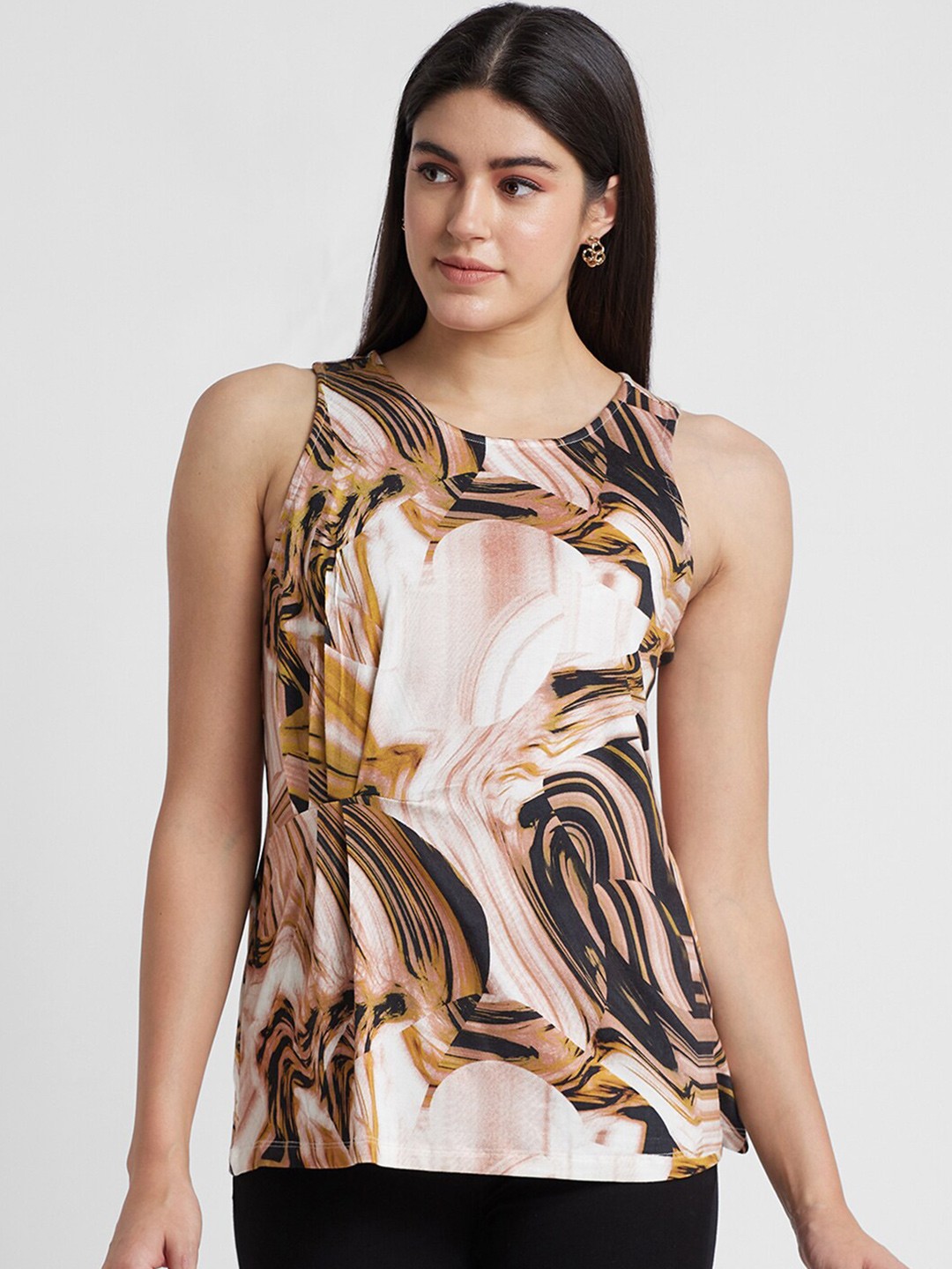 

Globus Abstract Printed Regular Top, Brown
