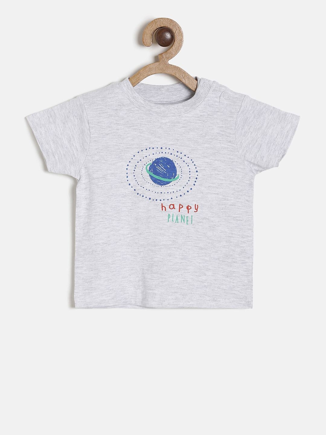 

MINI KLUB Infant Boys Graphic Printed Pure Cotton T-shirt, Grey melange