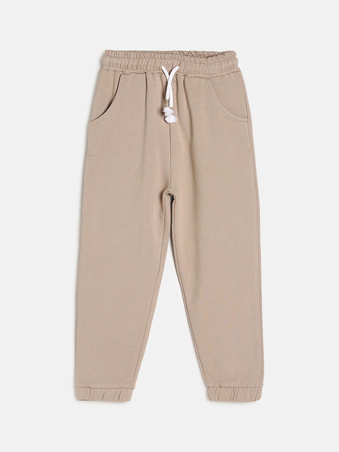 

MINI KLUB Boys Straight Fit Easy Wash Pure Cotton Joggers, Beige