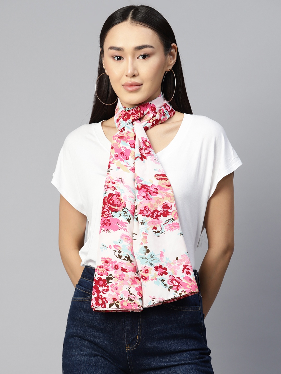 

WEAVERS VILLA Floral Printed Cotton Stole, Pink
