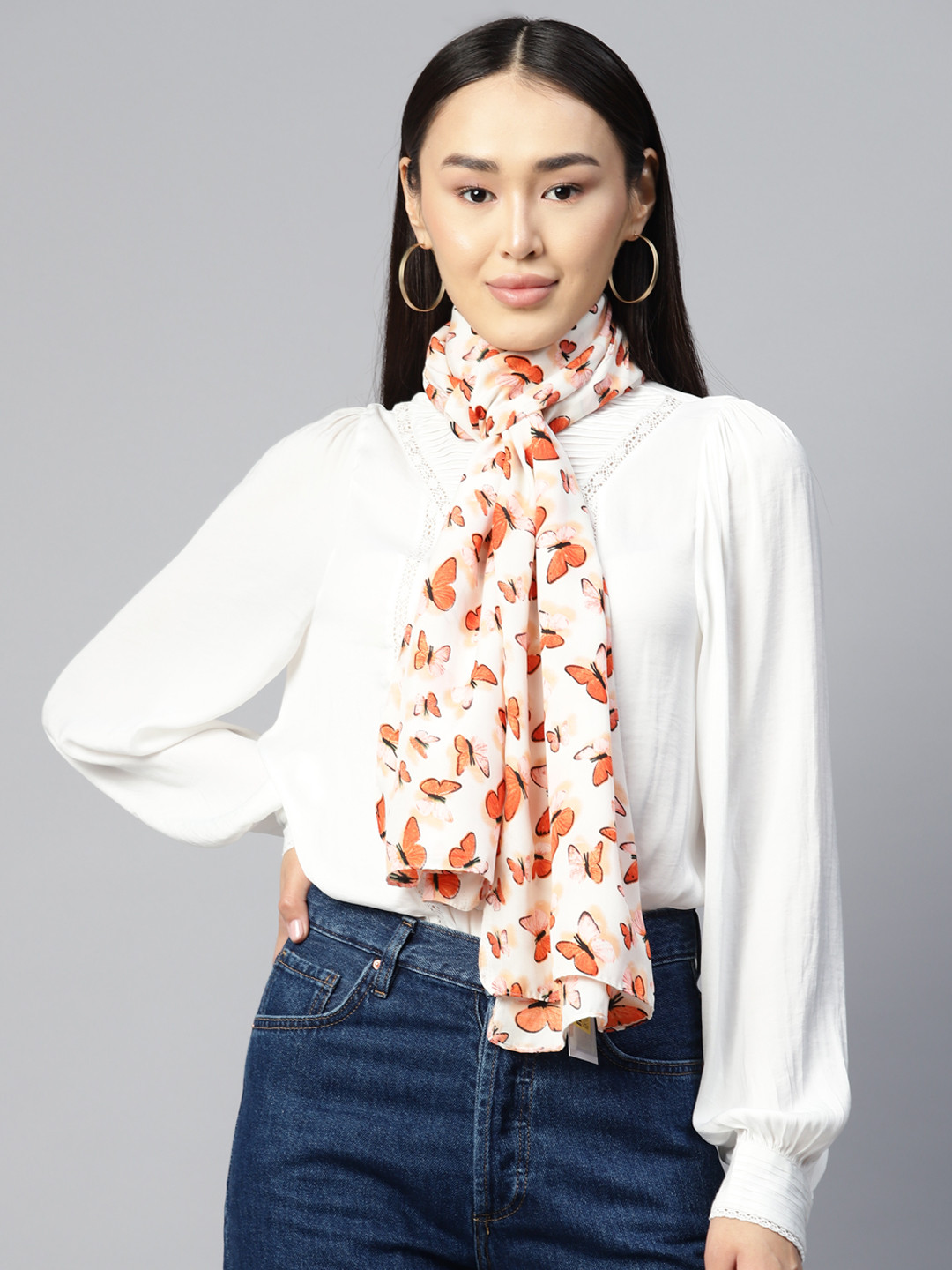 

WEAVERS VILLA Printed Stole, Orange