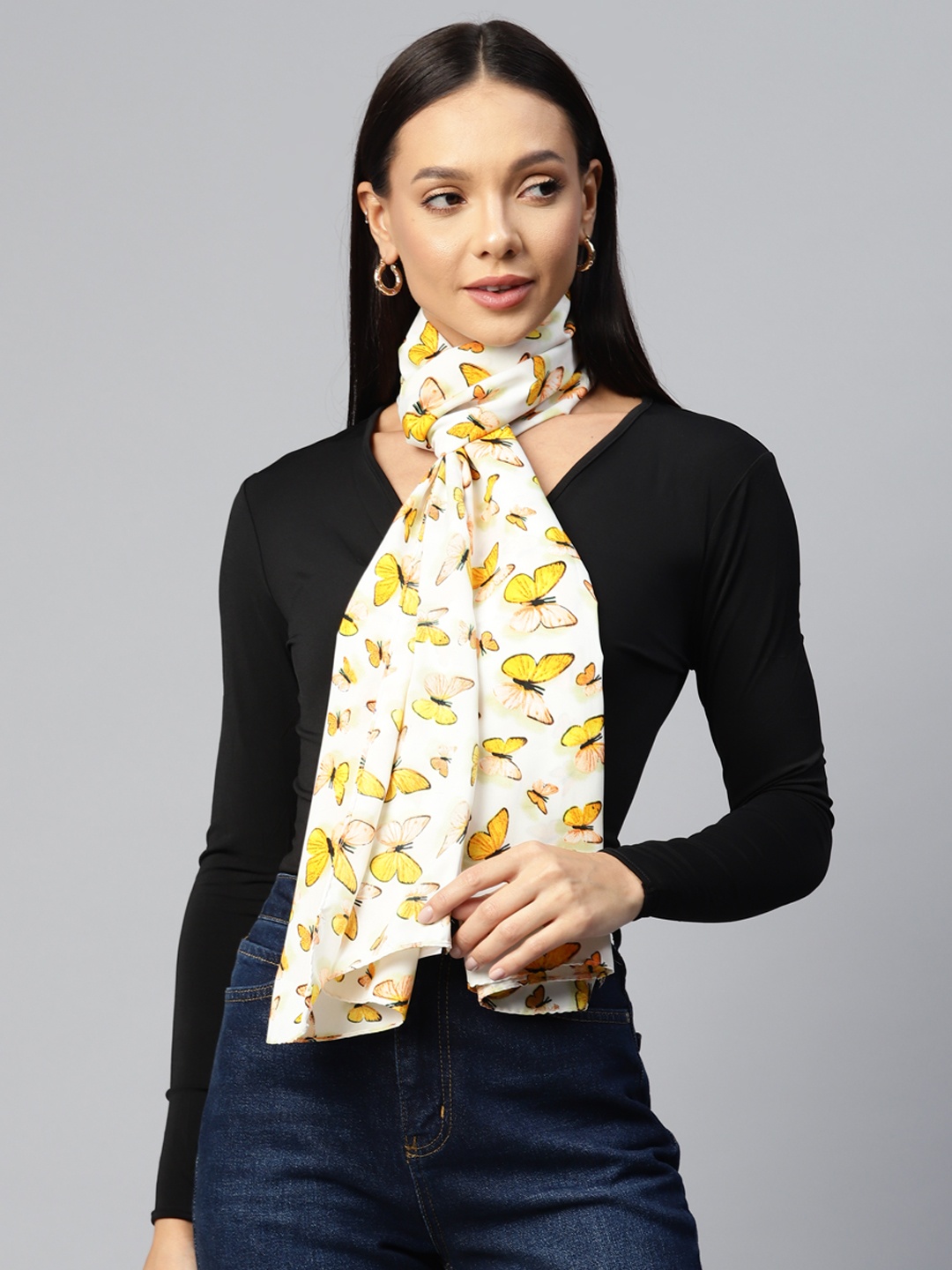 

WEAVERS VILLA Printed Stole, Yellow