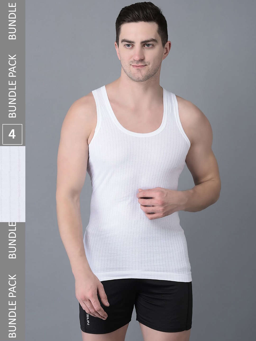 

Dollar Bigboss Pack Of 4 Scoop Neck Cotton Basic Vest, White