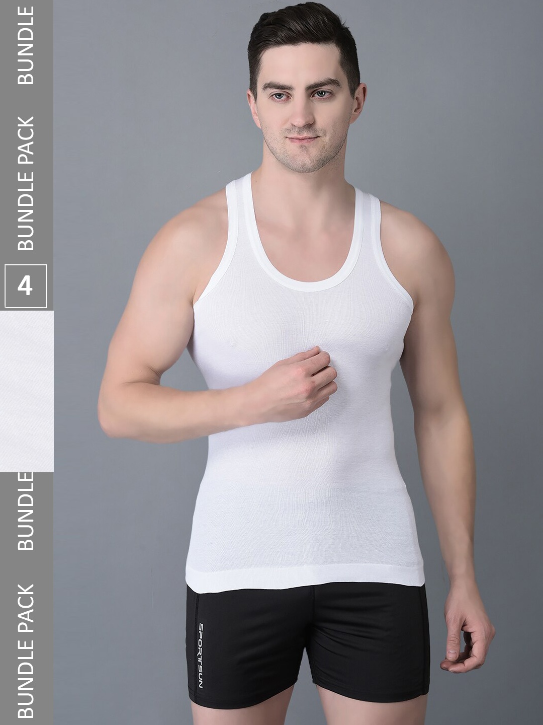 

Dollar Bigboss Pack of 4 Combed Cotton Vest, White
