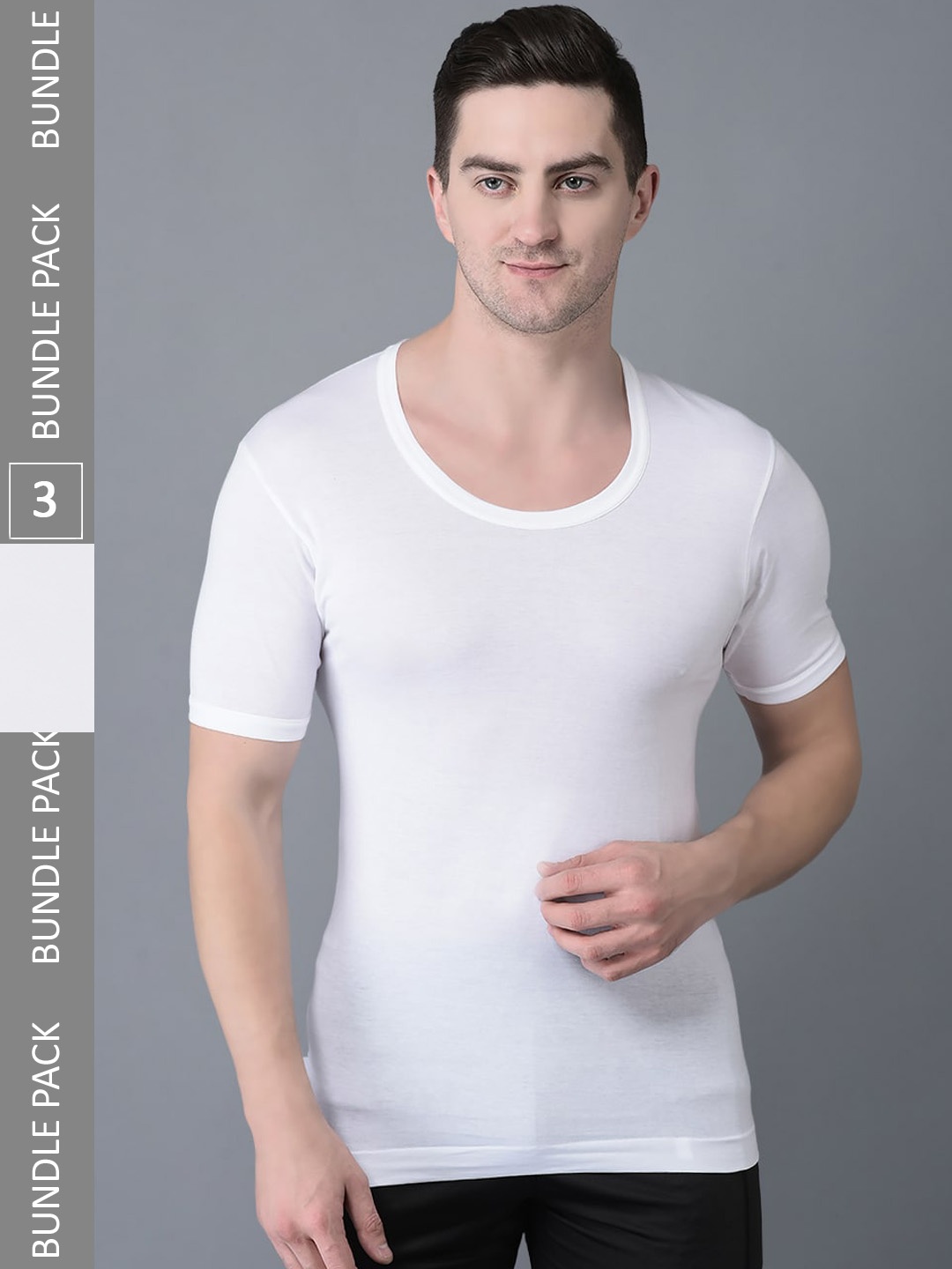 

Dollar Bigboss Men Solid Pack of 3 Egyptian Cotton Vest, White