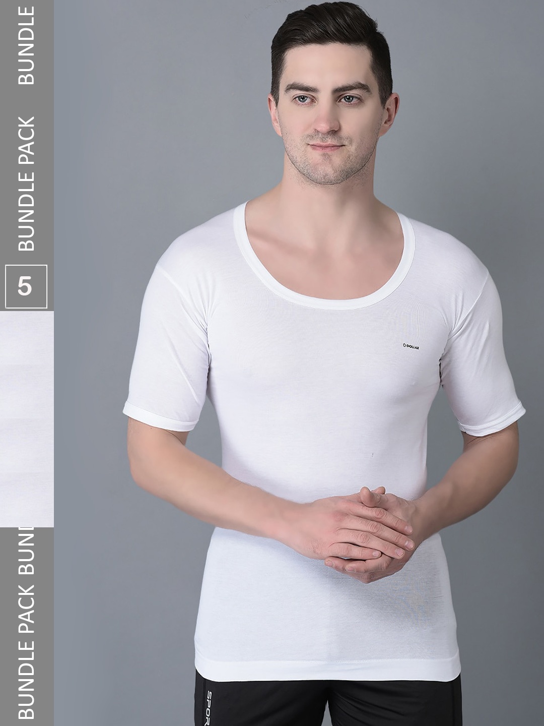 

Dollar Bigboss Pack Of 5 Scoop Neck Shrinkless Vests, White