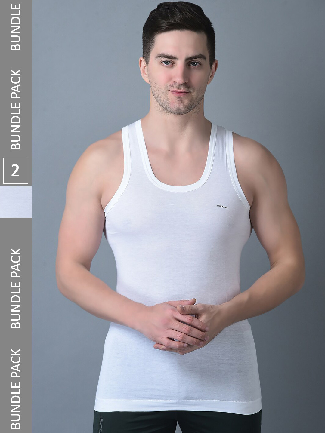 

Dollar Bigboss Men Solid Pack of 3 Combed Cotton Shrinkless Vest, White