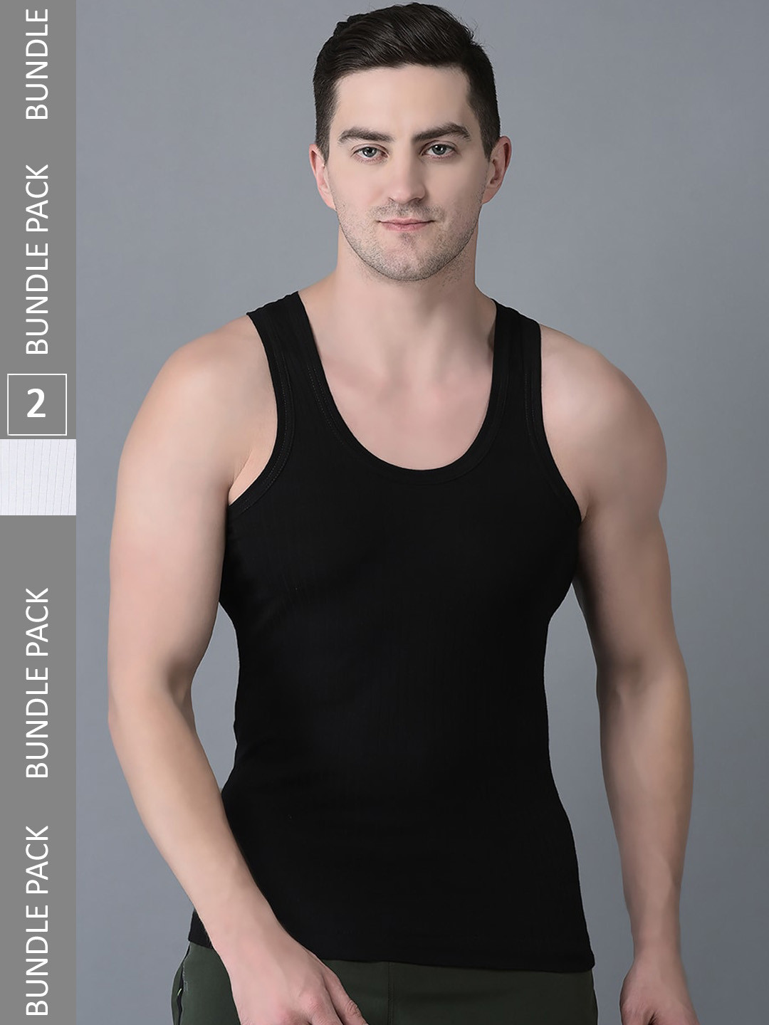 

Dollar Bigboss Men Solid Pack of 2 Cotton Vest, White