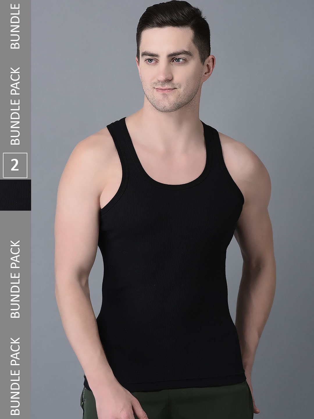 

Dollar Bigboss Pack Of 2 Scoop Neck Vests, Black