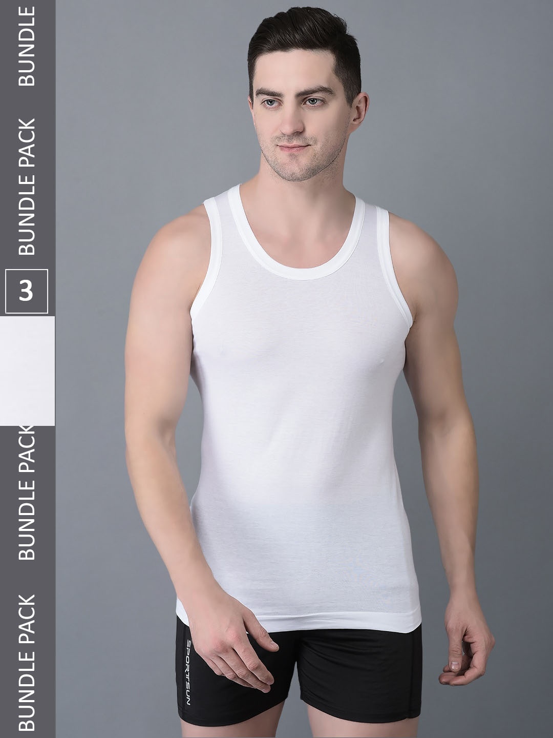 

Dollar Bigboss Pack Of 3 Scoop Neck Vests, White